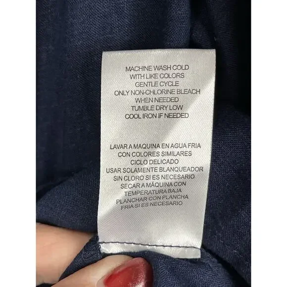 Mason Belle Women's Blouse XL Blue Smocking with Stitching Tye Clouser - Picture 8 of 9